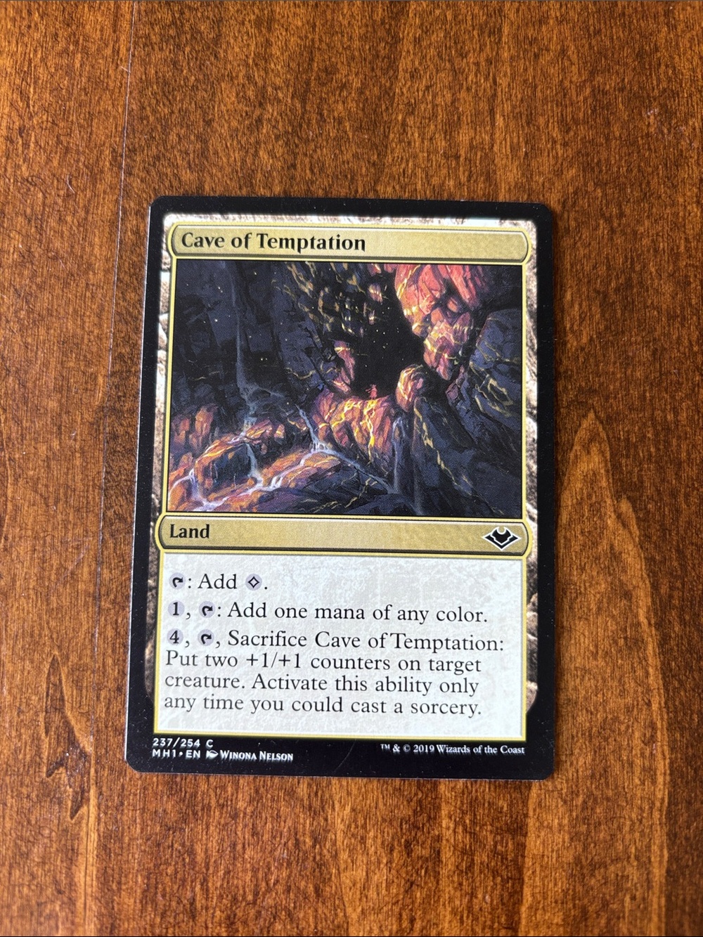 Cave of Temptation MTG Land Card - Black/Gold Artwork
